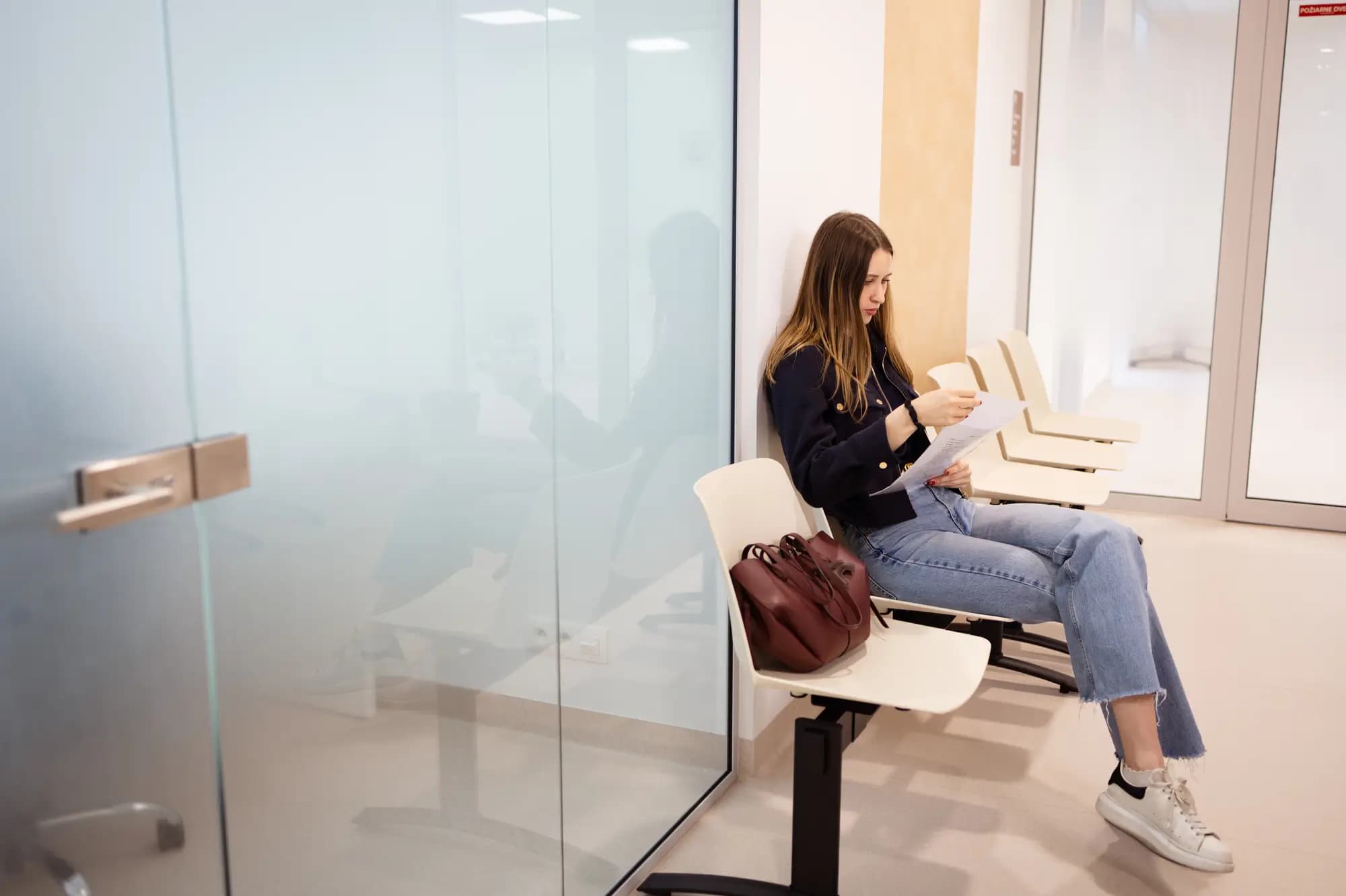 Patient in the waiting area of the general practice clinic